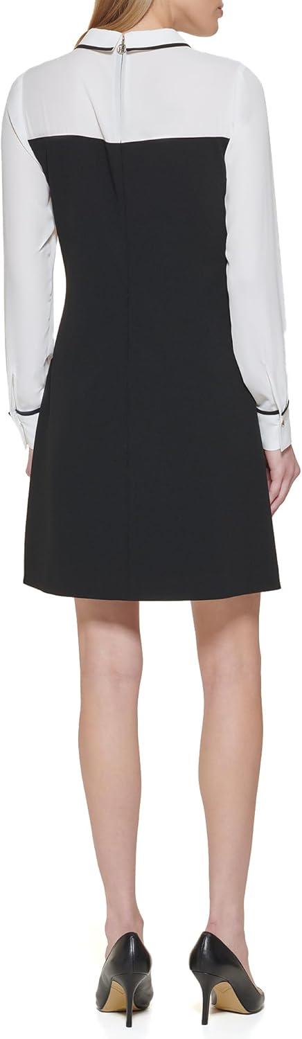 imageTommy Hilfiger Womens Long Sleeve Collared Twofer Shift Mini DressBlack