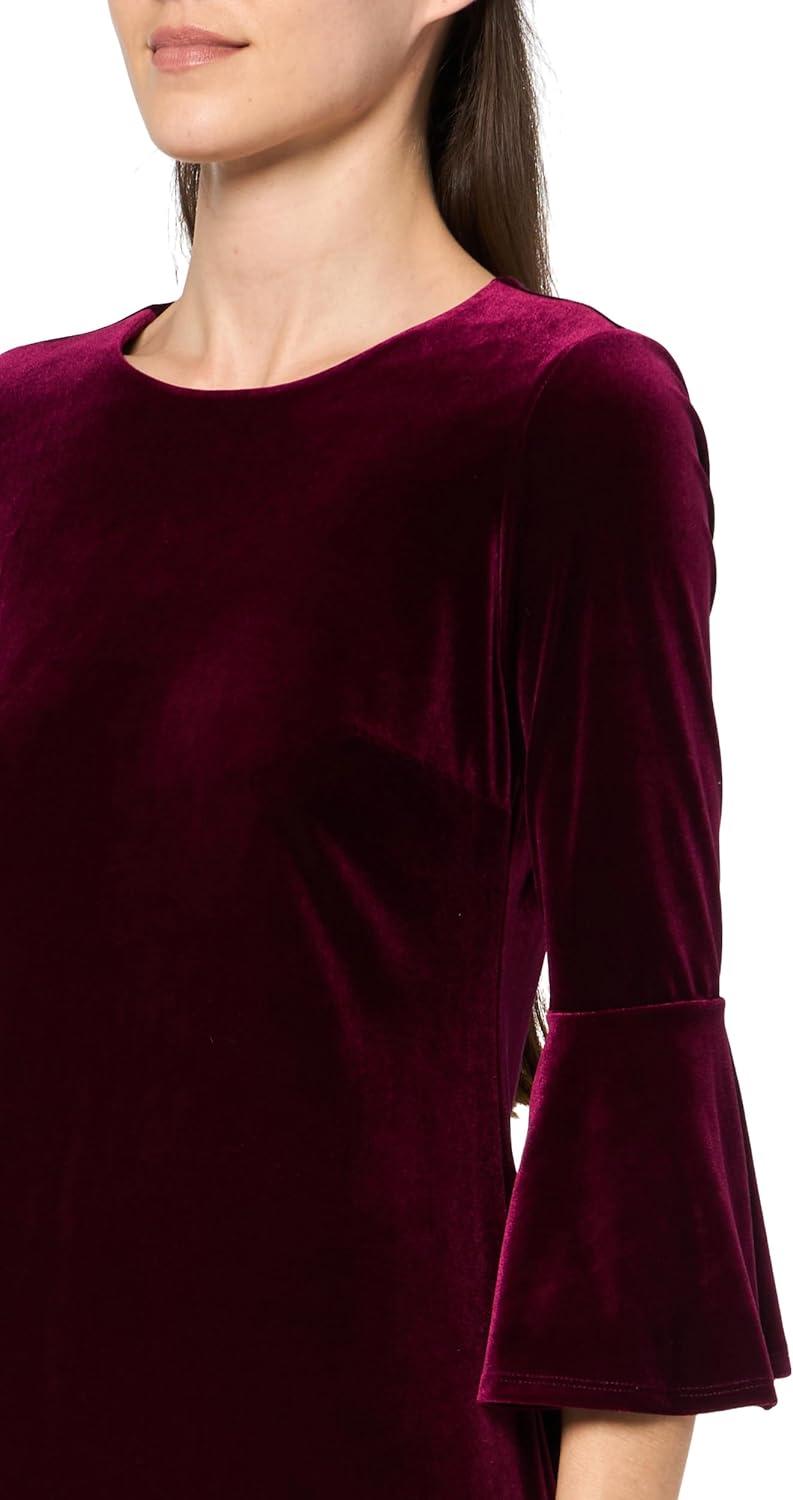 imageTommy Hilfiger Womens Long Sleeve Round Neck Shift DressMajestic Wine
