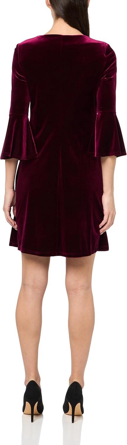 imageTommy Hilfiger Womens Long Sleeve Round Neck Shift DressMajestic Wine