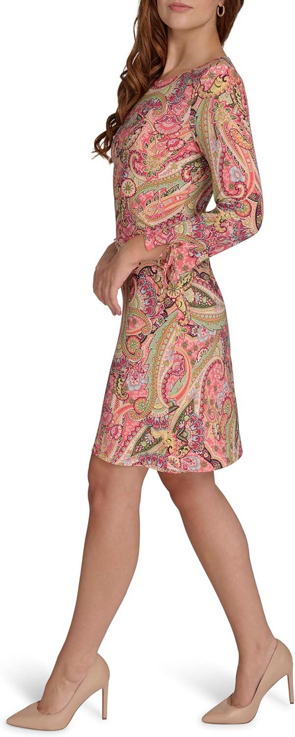 imageTommy Hilfiger Womens Long Sleeve Round Neck Shift DressSherbet Multi