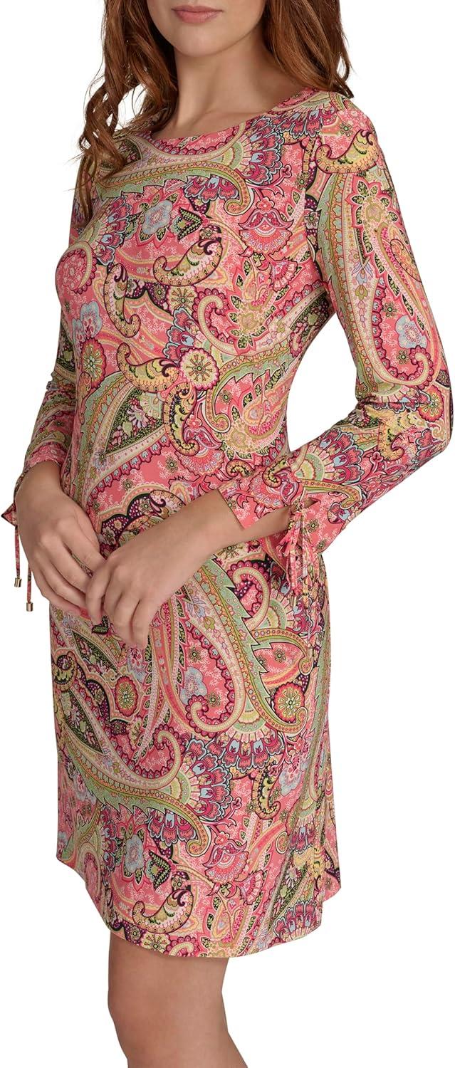 imageTommy Hilfiger Womens Long Sleeve Round Neck Shift DressSherbet Multi