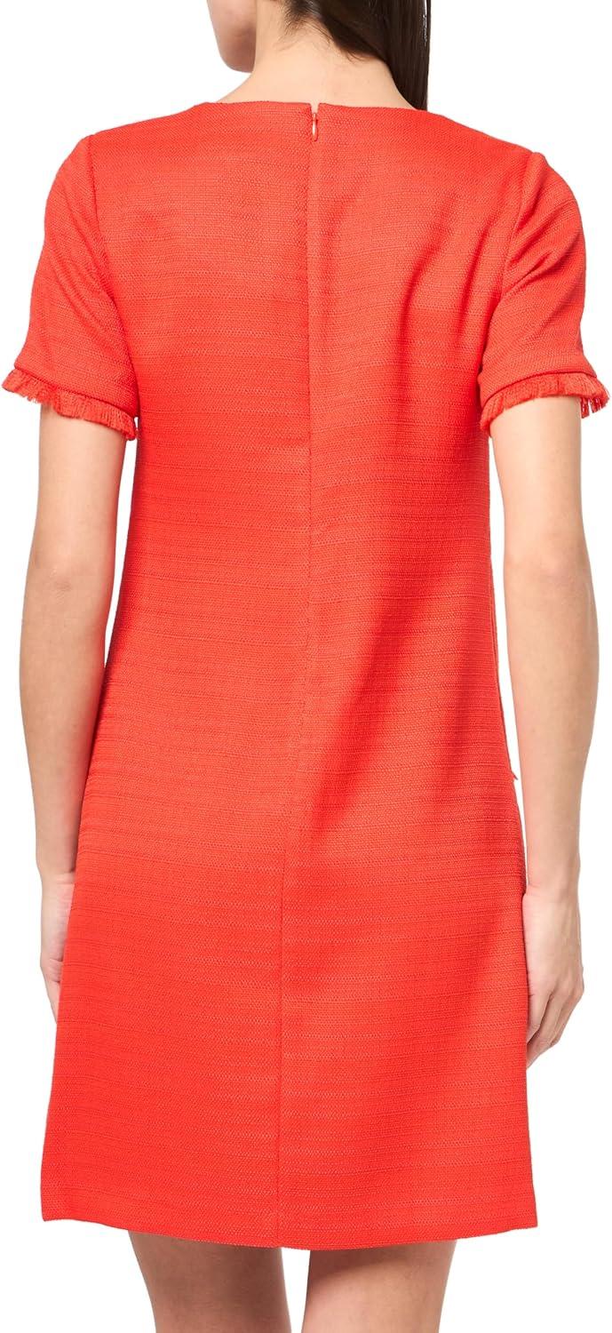 imageTommy Hilfiger Womens Pleated Trim Short Sleeve High Neck Shift Mini DressSunset