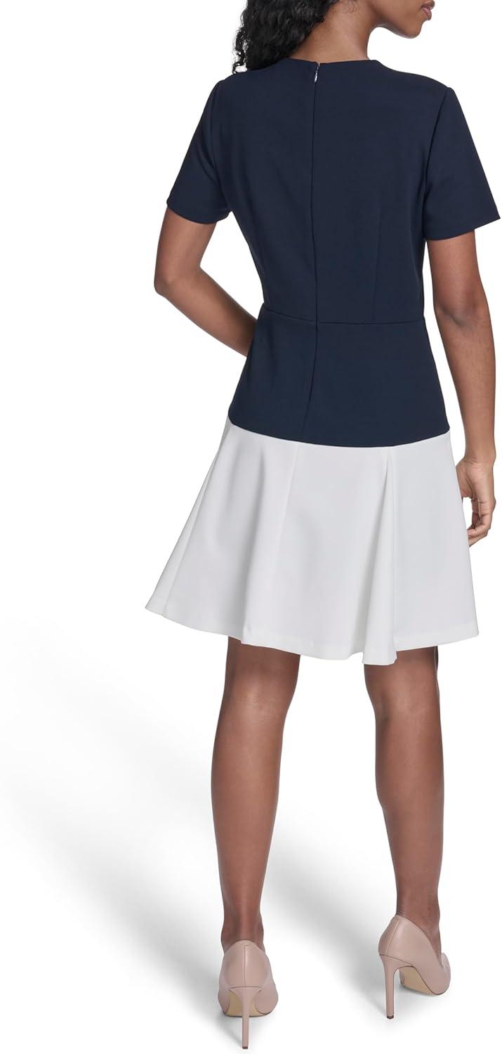 imageTommy Hilfiger Womens Short Sleeve Button Front Sparkle Boucle Knit Fit and Flare Mini Dress Sky Captain 10