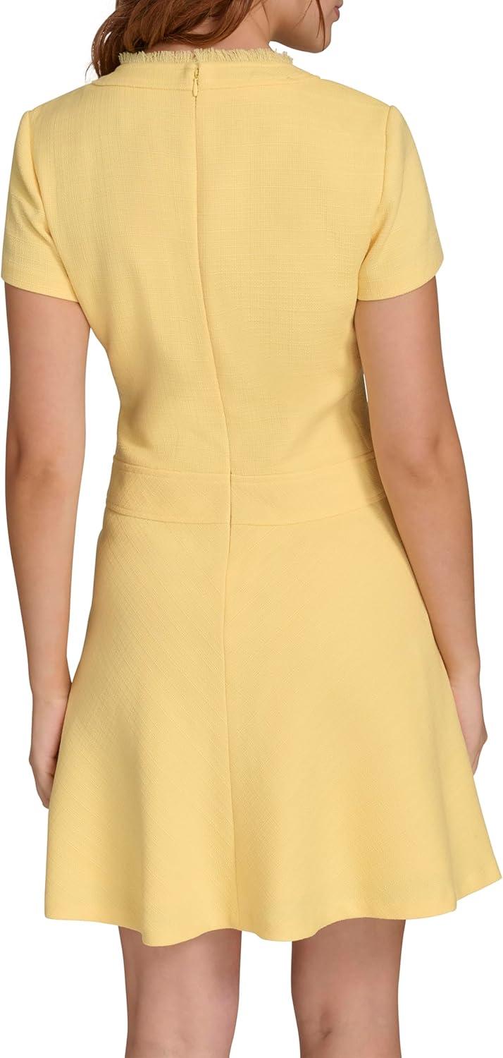 imageTommy Hilfiger Womens Short Sleeve Crew Neck Two Chest Pockets Hopsack Mini DressSnap Dragon