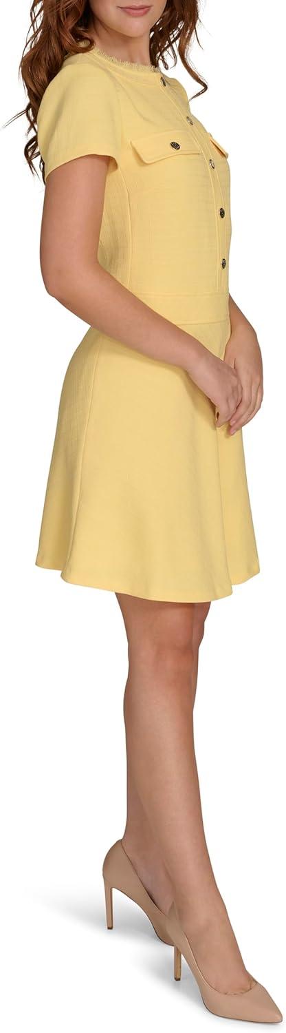 imageTommy Hilfiger Womens Short Sleeve Crew Neck Two Chest Pockets Hopsack Mini DressSnap Dragon