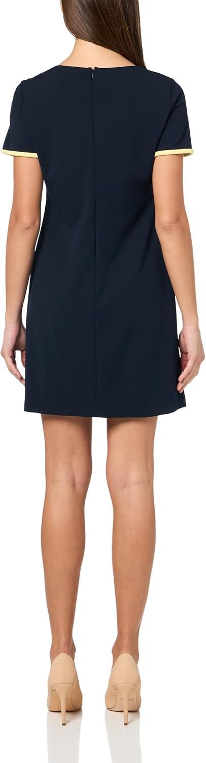 imageTommy Hilfiger Womens Short Sleeve Jewel Neck Contrast Piping Mini Shift DressSky CaptainSunshine