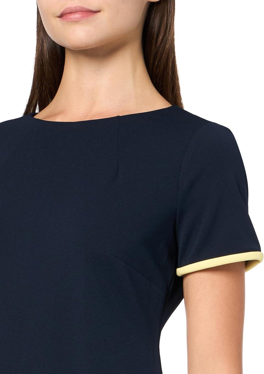 imageTommy Hilfiger Womens Short Sleeve Jewel Neck Contrast Piping Mini Shift DressSky CaptainSunshine