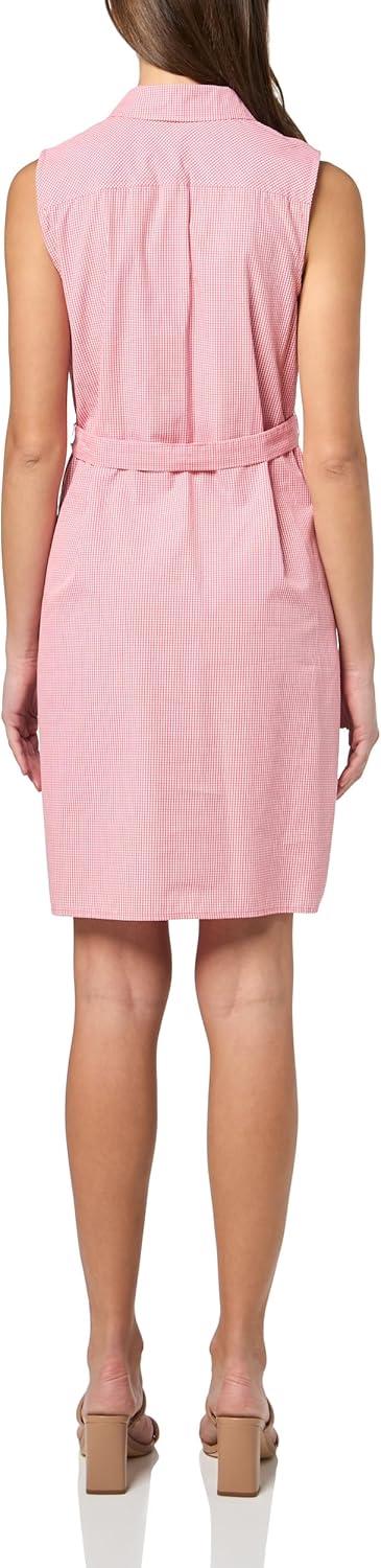 imageTommy Hilfiger Womens Sleeveless Collared Button Front Tie Waist Mini Shirt DressRosetteBright White