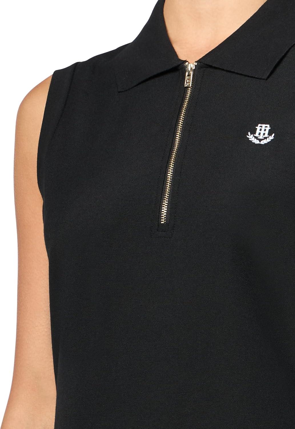 imageTommy Hilfiger Womens Sleeveless Collared Front Zip Tank DressBlack