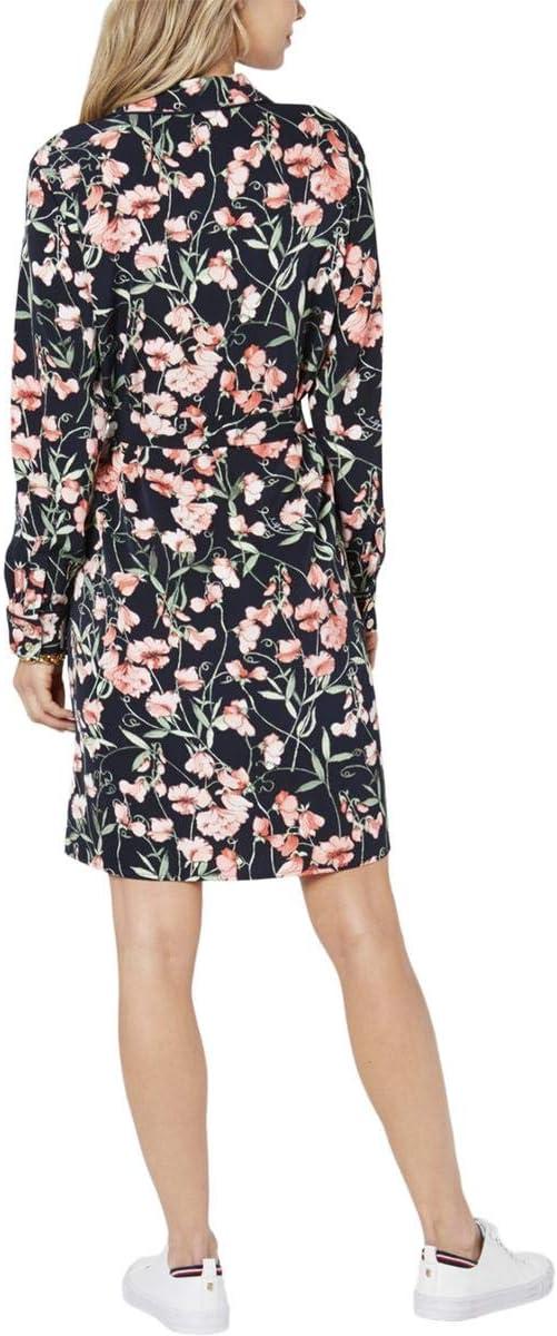 imageTommy Hilfiger Womens Sleeveless Crew Neck Floral Print Jersey Shift DressNavy Multi
