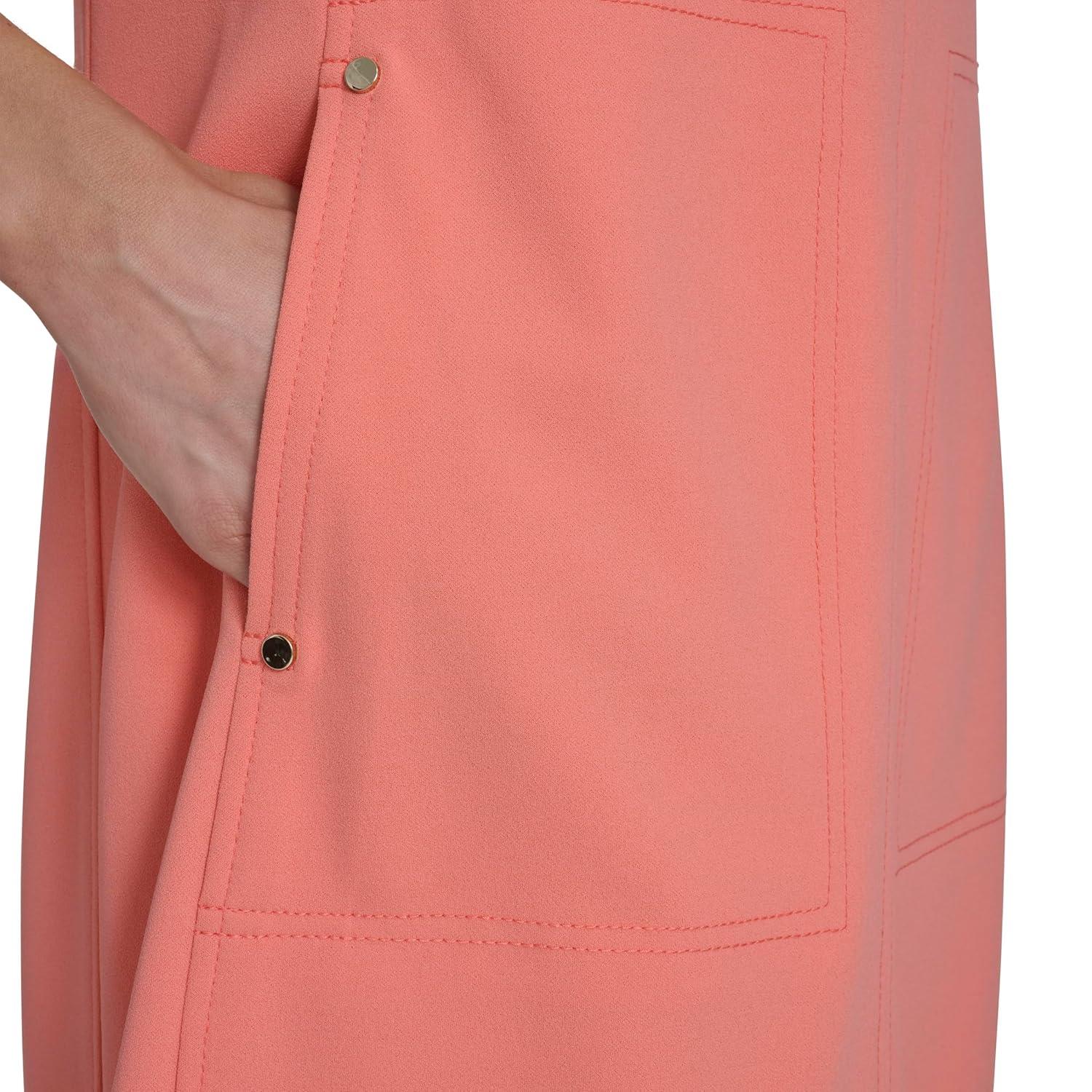 imageTommy Hilfiger Womens Sleeveless Crew Neck Scuba Crepe Sheath Mini DressBloom