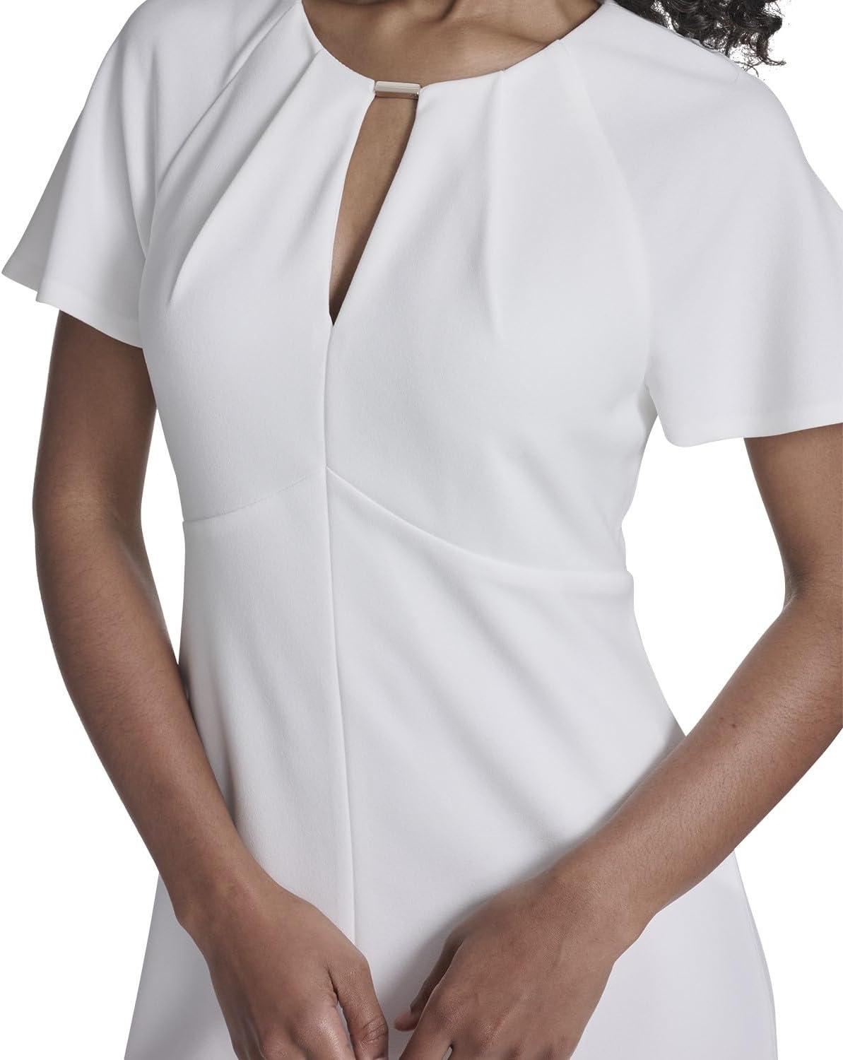 imageTommy Hilfiger Womens Sleeveless Crew Neck Self Tie Belt Cotton Midi DressIvory