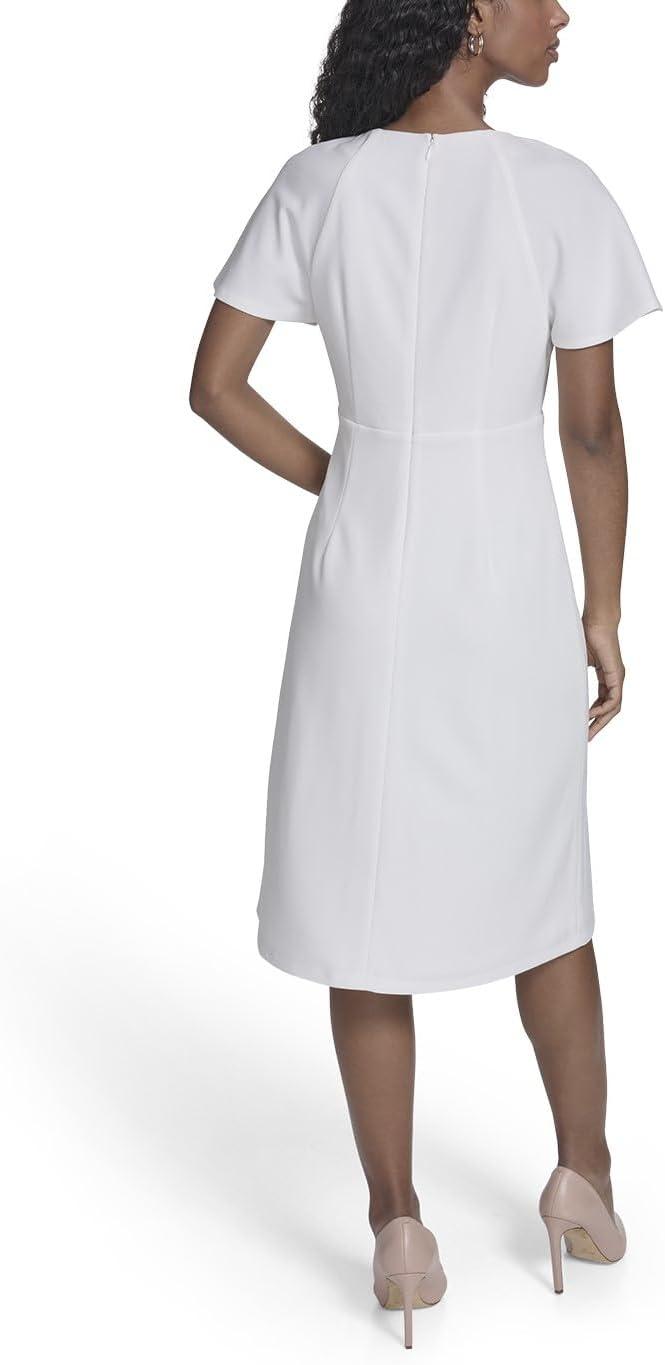 imageTommy Hilfiger Womens Sleeveless Crew Neck Self Tie Belt Cotton Midi DressIvory