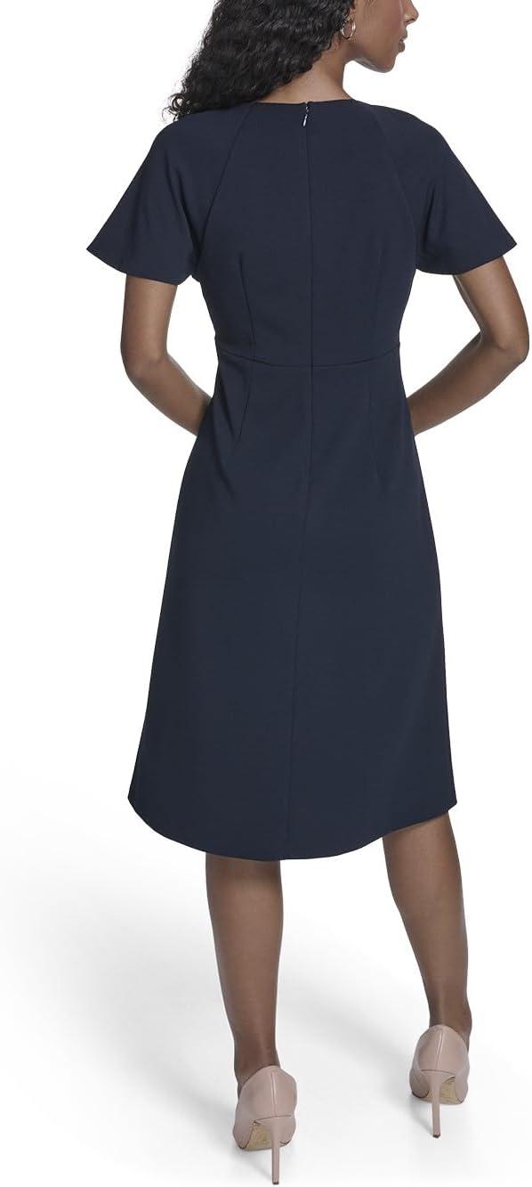 imageTommy Hilfiger Womens Sleeveless Crew Neck Self Tie Belt Cotton Midi DressSky Captain