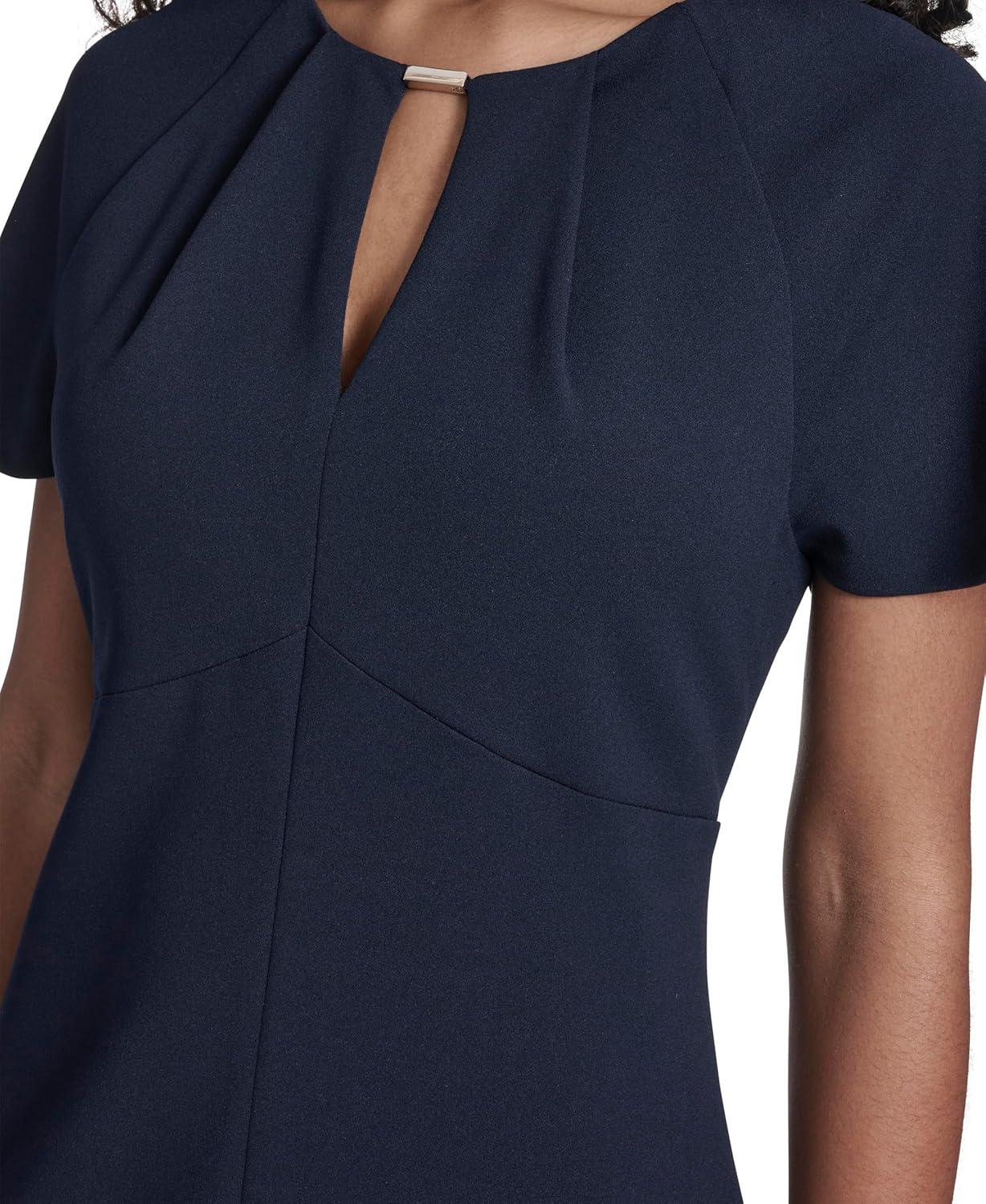imageTommy Hilfiger Womens Sleeveless Crew Neck Self Tie Belt Cotton Midi DressSky Captain