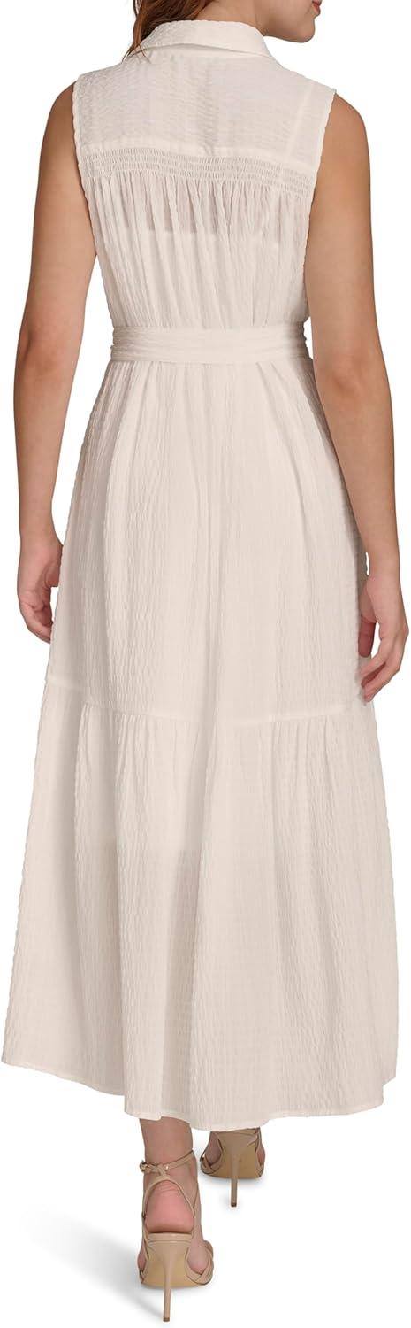 imageTommy Hilfiger Womens Sleeveless Midi Shirt DressIvory