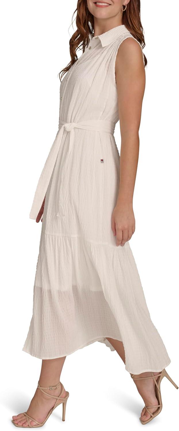 imageTommy Hilfiger Womens Sleeveless Midi Shirt DressIvory