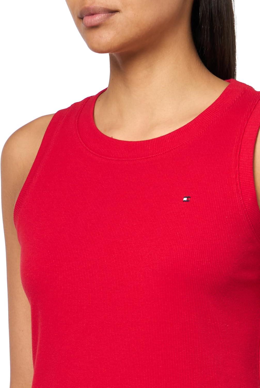 imageTommy Hilfiger Womens Sleeveless Rib Knit Chatham Tank DressScarlet