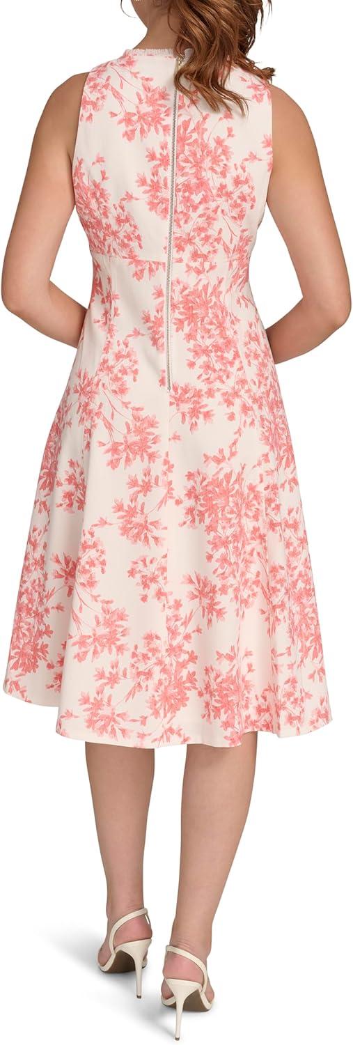 imageTommy Hilfiger Womens Sleeveless V Neck Fit and Flare DressIvory Sherbet