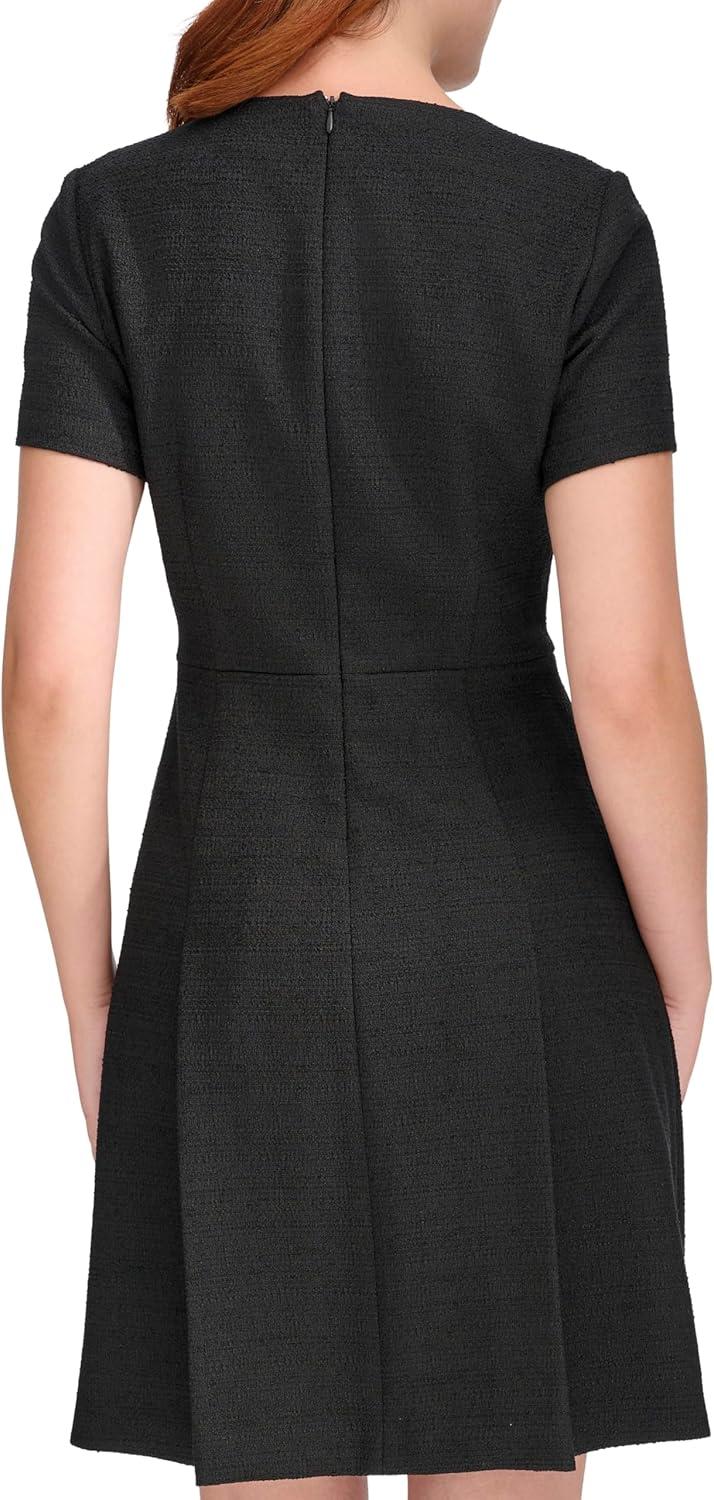 imageTommy Hilfiger Womens Soft Hand Boucle Short Sleeve Button Front Aline DressBlack