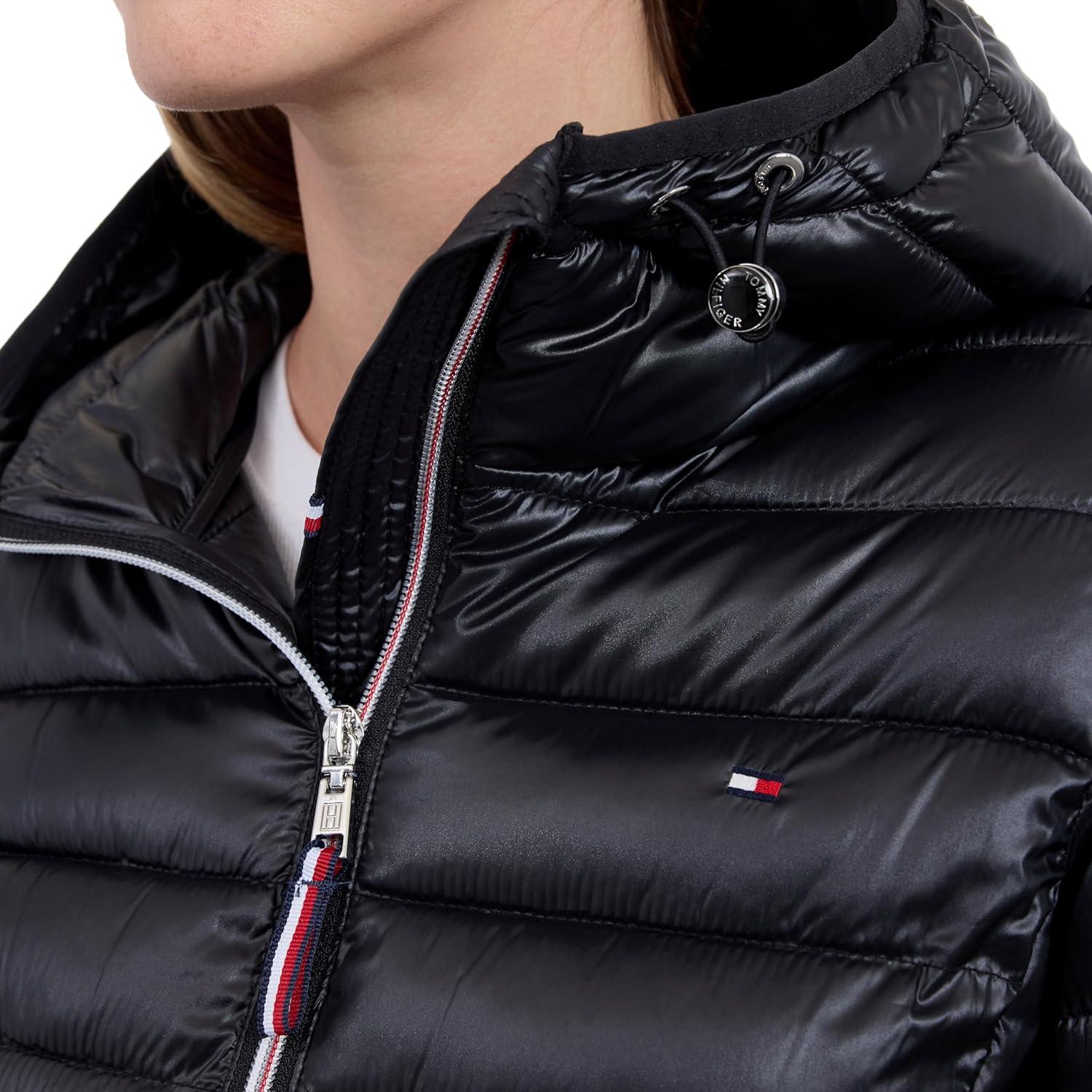 imageTommy Hilfiger womens Puffer Jacket Lightweight Packable Jacket With Hood amp BagBlack