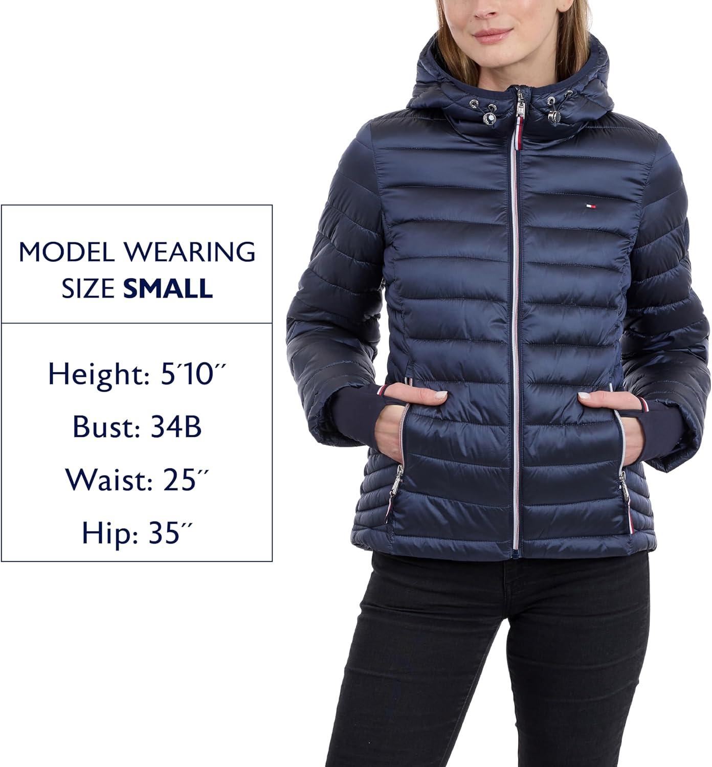 imageTommy Hilfiger womens Puffer Jacket Lightweight Packable Jacket With Hood amp BagDark Navy