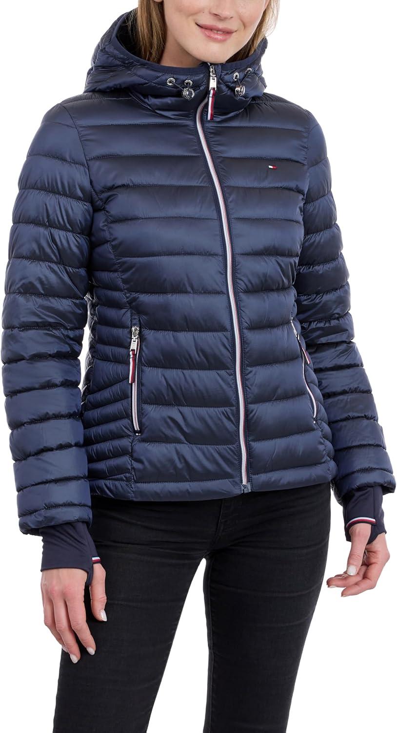 imageTommy Hilfiger womens Puffer Jacket Lightweight Packable Jacket With Hood amp BagDark Navy