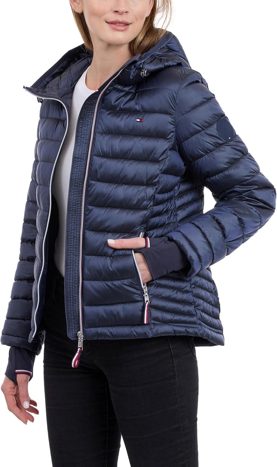 imageTommy Hilfiger womens Puffer Jacket Lightweight Packable Jacket With Hood amp BagDark Navy