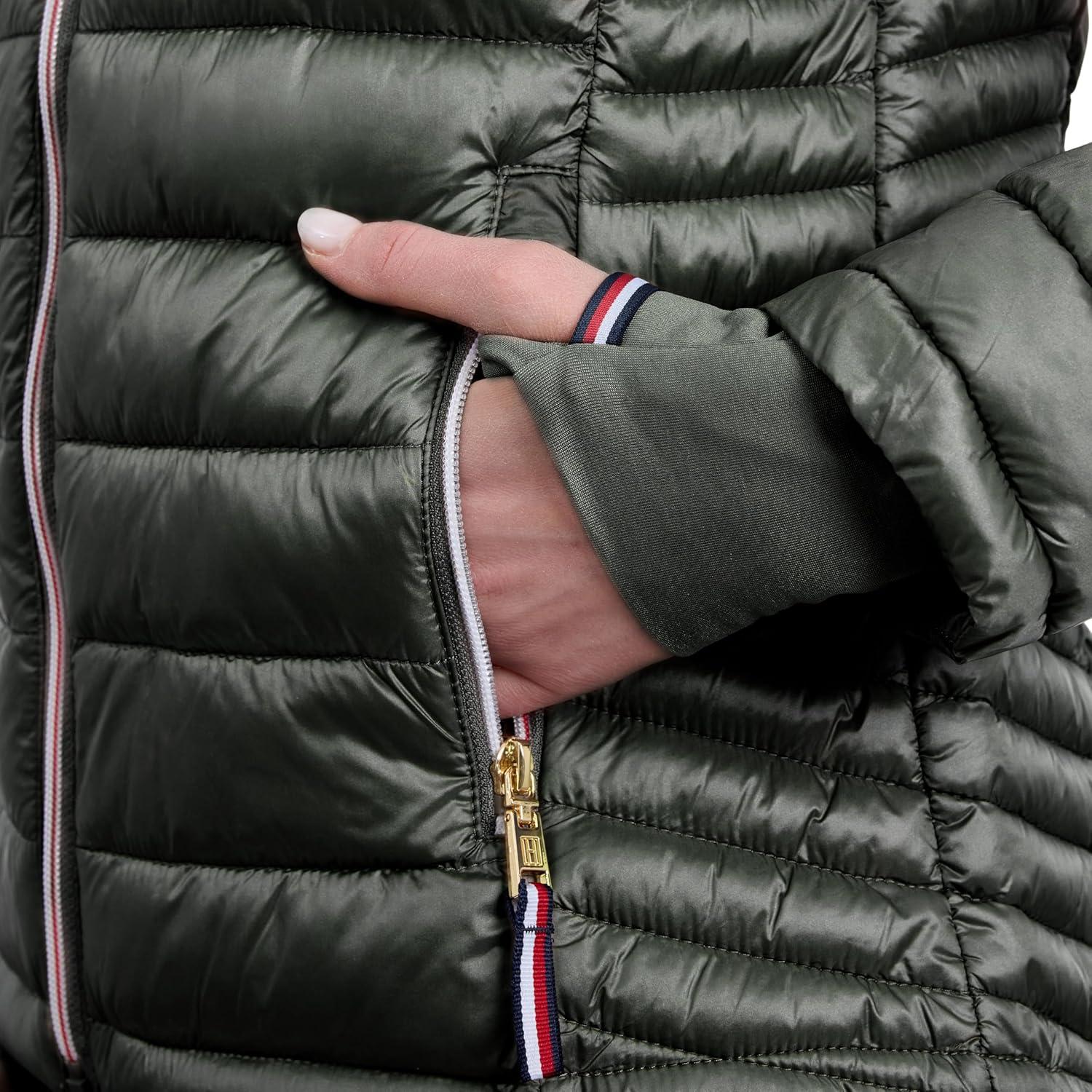 imageTommy Hilfiger womens Puffer Jacket Lightweight Packable Jacket With Hood amp BagOlive