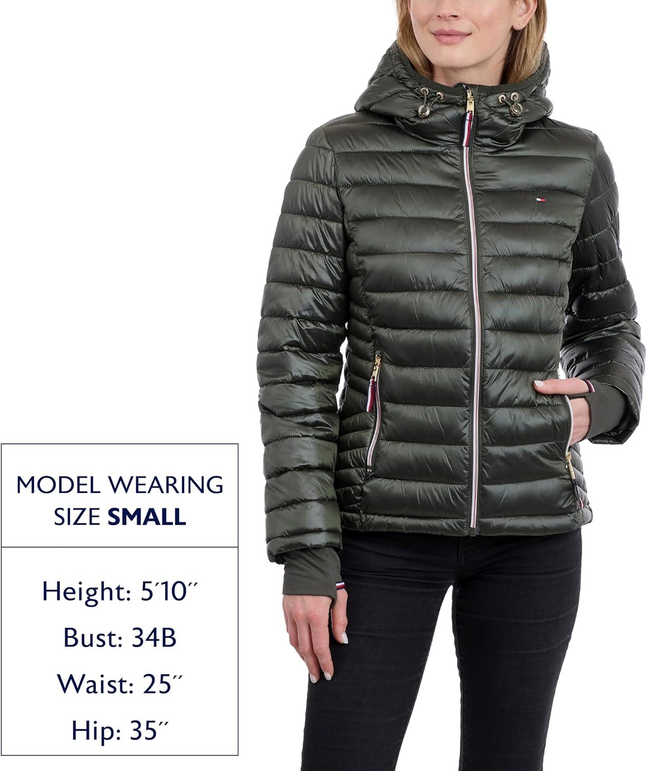 imageTommy Hilfiger womens Puffer Jacket Lightweight Packable Jacket With Hood amp BagOlive