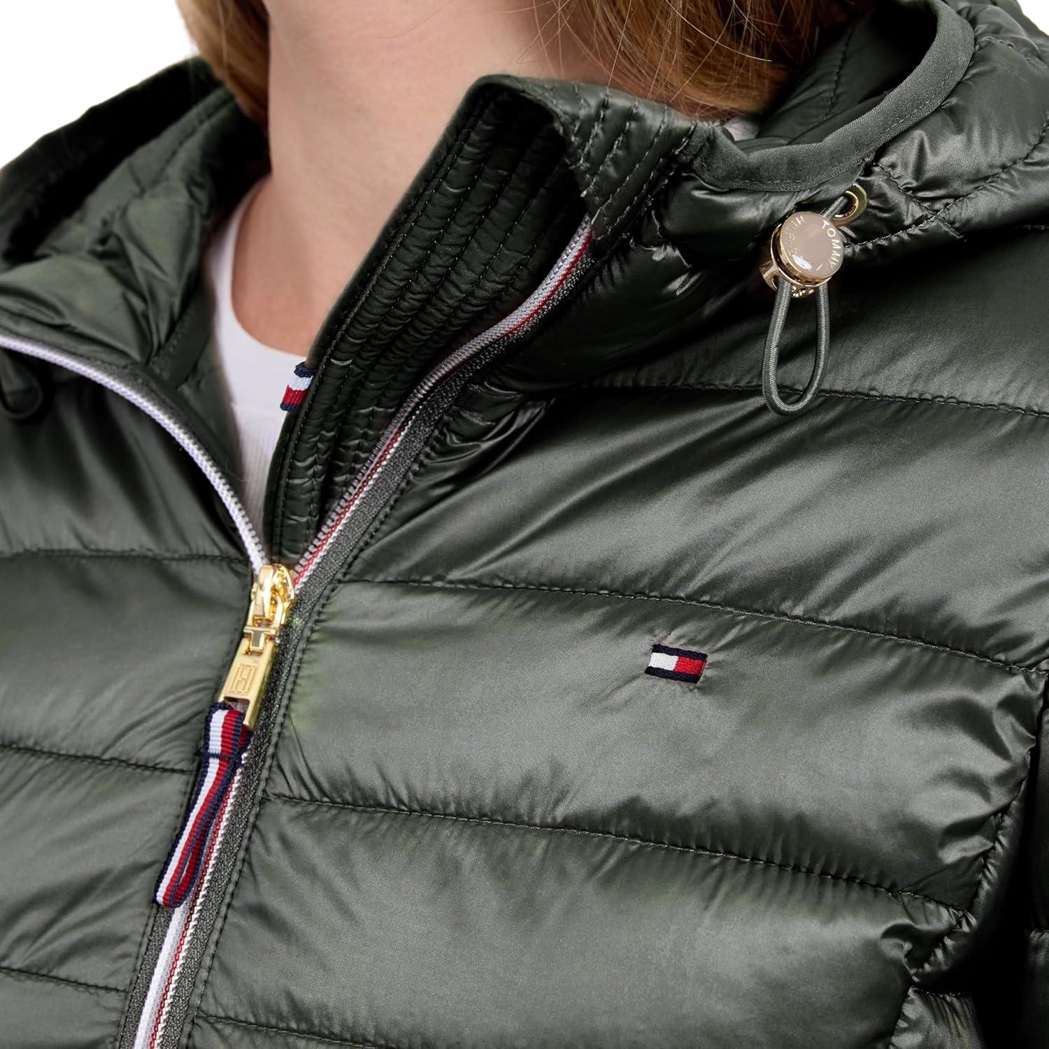 imageTommy Hilfiger womens Puffer Jacket Lightweight Packable Jacket With Hood amp BagOlive