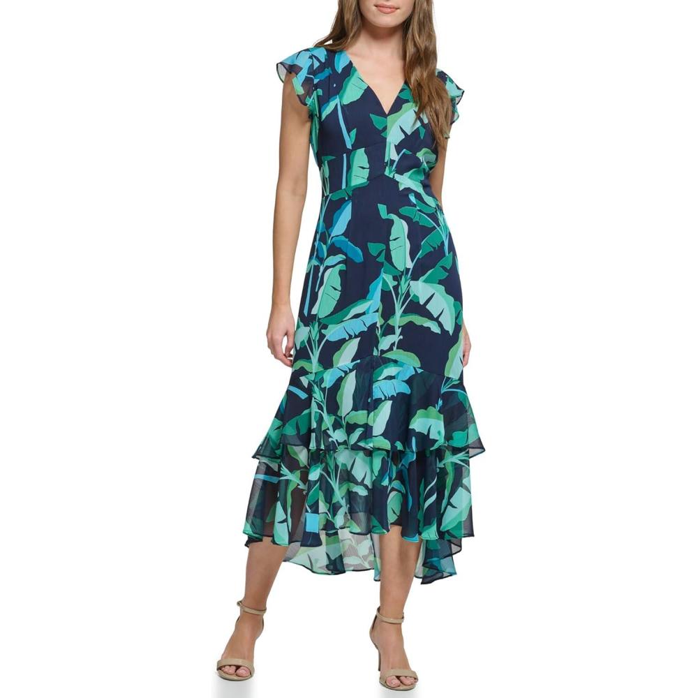 imageTommy Hilfiger HighLow Flutter DressSky CaptainParadise Pink