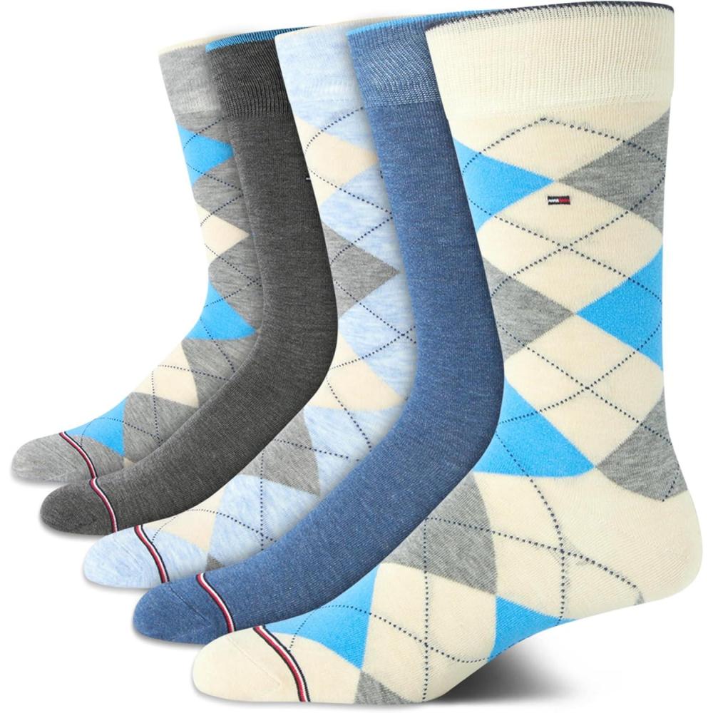 imageTommy Hilfiger Mens Dress Socks  5 Pack Lightweight Everyday Crew Work Socks for Men for Casual amp Formal Wear Size 712BlueGrey
