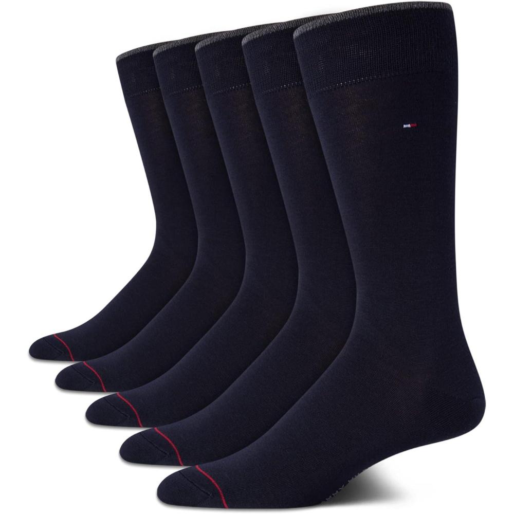 imageTommy Hilfiger Mens Dress Socks  5 Pack Lightweight Everyday Crew Work Socks for Men for Casual amp Formal Wear Size 712Navy