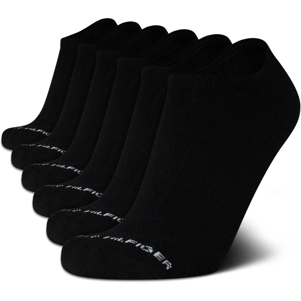 imageTommy Hilfiger Mens No Show Socks 6 Pack Cushioned Performance Stretch Athletic Low Cut Socks for MenBlack Classic