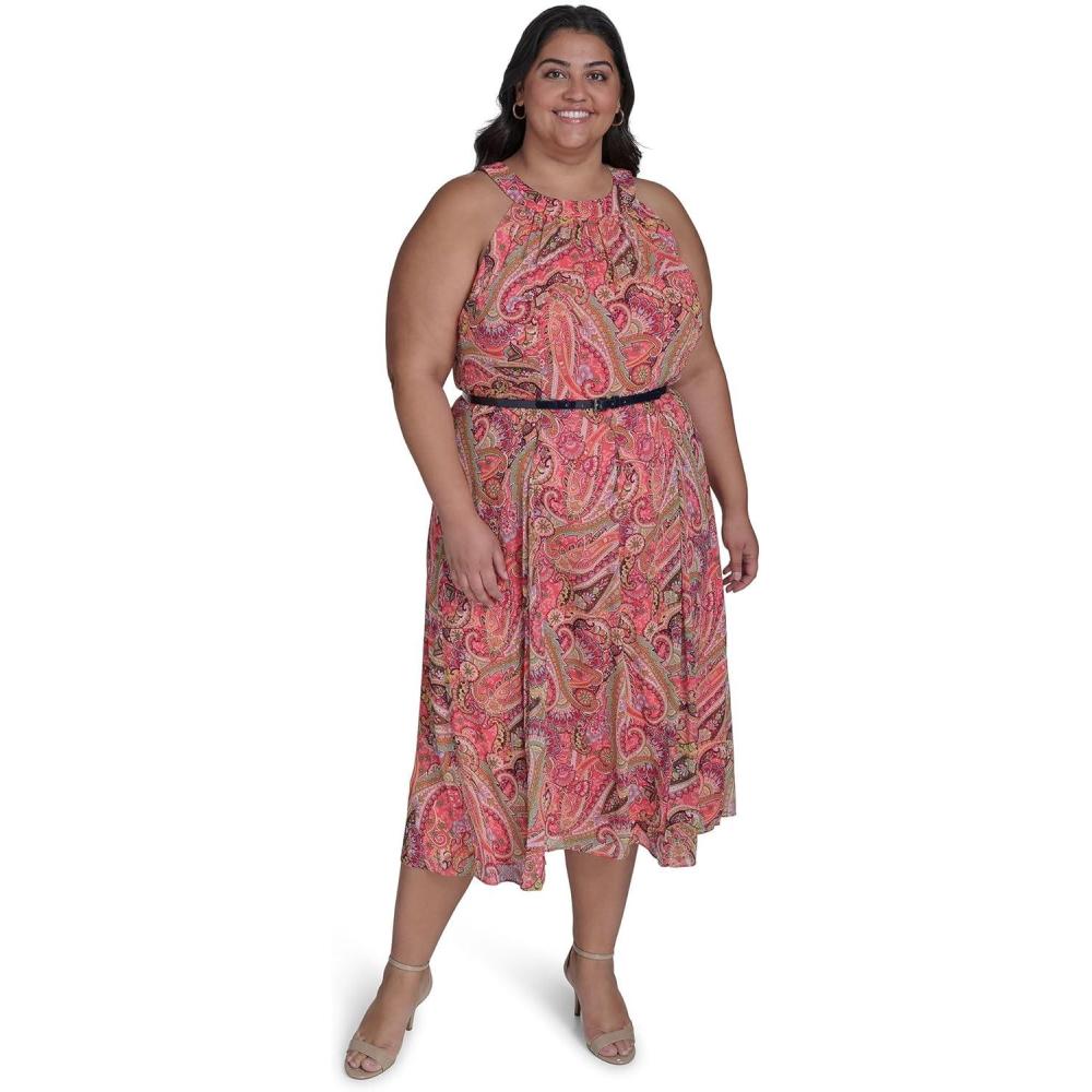 imageTommy Hilfiger Solo Dot Chiffon Midi DressSherbet Multi