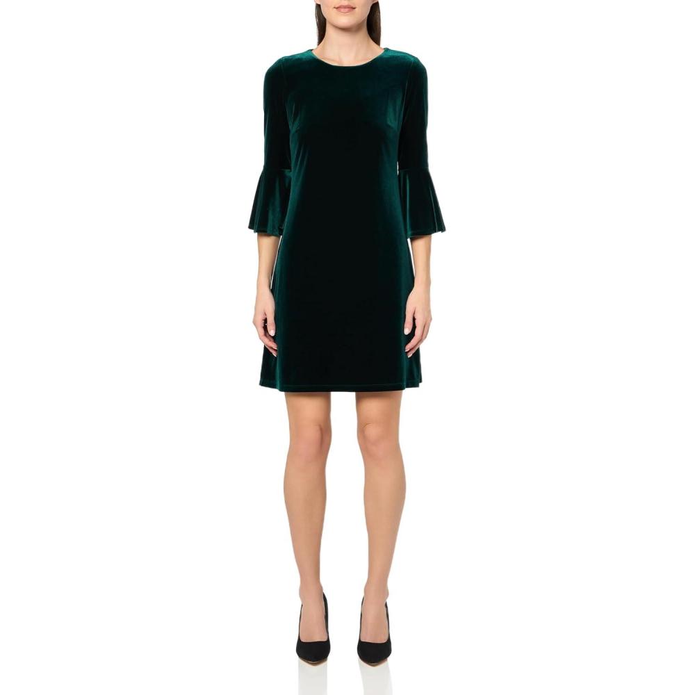 imageTommy Hilfiger Womens Long Sleeve Round Neck Shift DressHunter