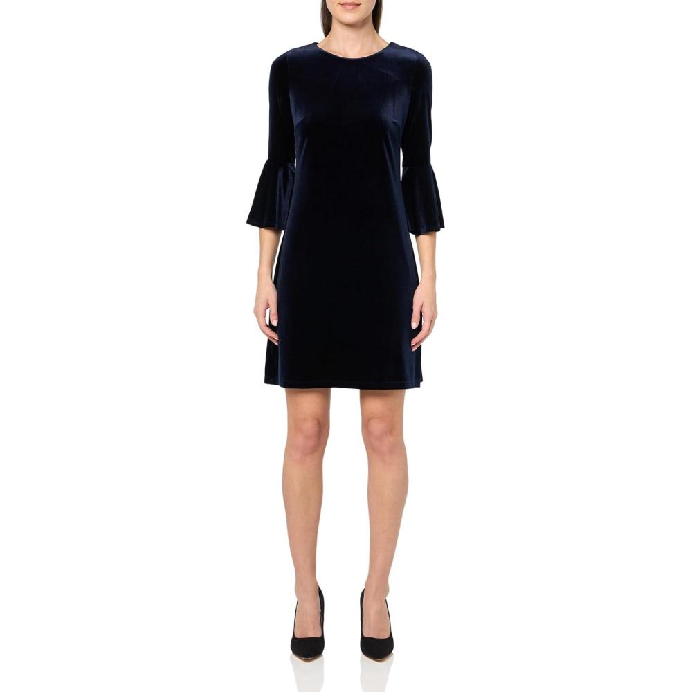 imageTommy Hilfiger Womens Long Sleeve Round Neck Shift DressMagnificent Navy