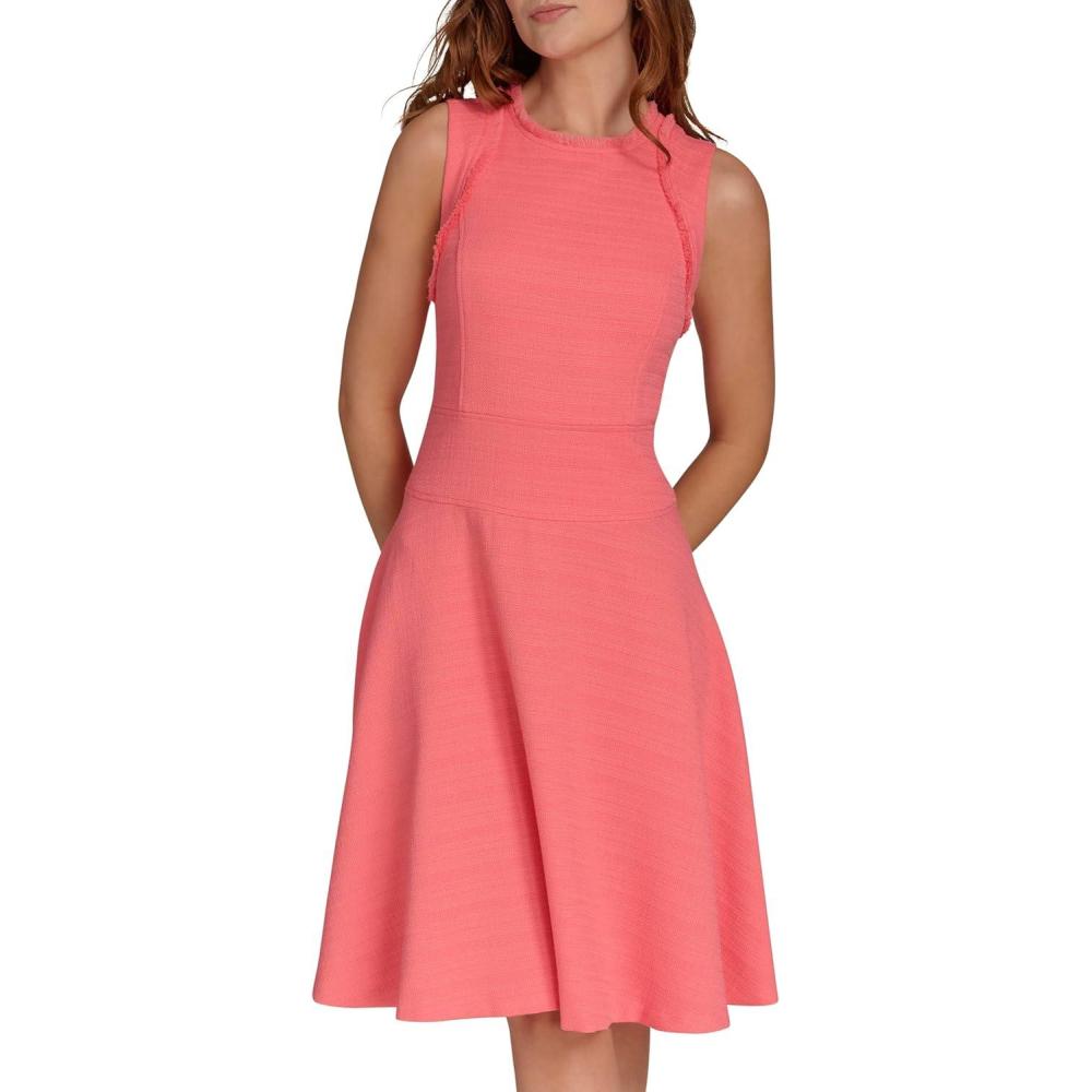 imageTommy Hilfiger Womens Sleeveless Scoop Neck Fit and Flare DressSherbet