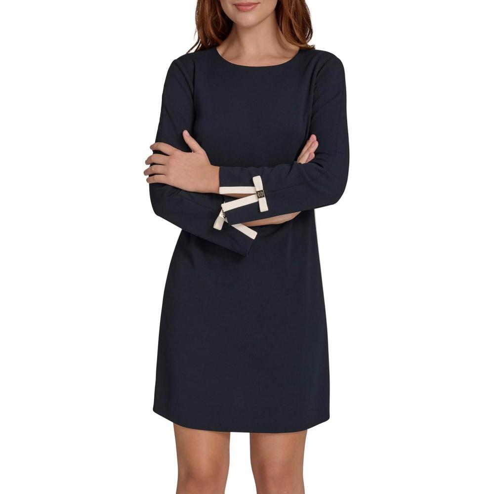 imageTommy Hilfiger Womens Soft Bow Everyday Shift DressSky CaptainIvory