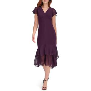 Tommy Hilfiger High-Low Flutter Dress(Aubergine)