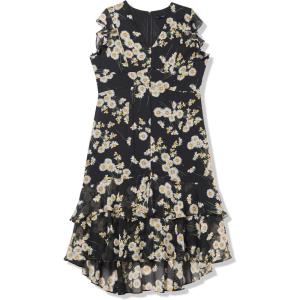 Tommy Hilfiger High-Low Flutter Dress(Black Multi)