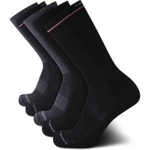 Tommy Hilfiger Men’s Athletic Cushioned Crew Socks (5-Pack)(Black Assorted)