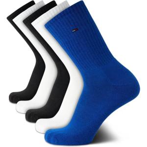 Tommy Hilfiger Men’s Athletic Cushioned Crew Socks (5-Pack)(Blue Logo)