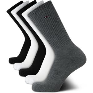 Tommy Hilfiger Men’s Athletic Cushioned Crew Socks (5-Pack)(Grey Assorted)
