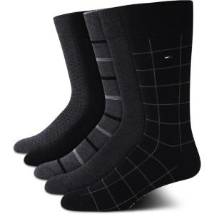 Tommy Hilfiger Mens Dress Socks – 5 Pack Lightweight Everyday Crew Work Socks for Men for Casual & Formal Wear, Size 7-12(Black/Grey)