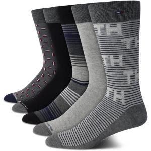 Tommy Hilfiger Mens Dress Socks – 5 Pack Lightweight Everyday Crew Work Socks for Men for Casual & Formal Wear, Size 7-12(Grey Assorted)
