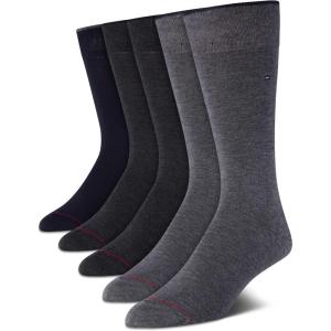 Tommy Hilfiger Mens Dress Socks – 5 Pack Lightweight Everyday Crew Work Socks for Men for Casual & Formal Wear, Size 7-12(Greys/Navy)
