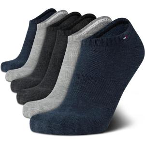 Tommy Hilfiger Mens No Show Socks – 6 Pack Cushioned Performance Stretch Athletic Low Cut Socks for Men(Blue Assorted)