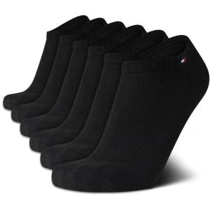 Tommy Hilfiger Mens No Show Socks – 6 Pack Cushioned Performance Stretch Athletic Low Cut Socks for Men(Pure Black)